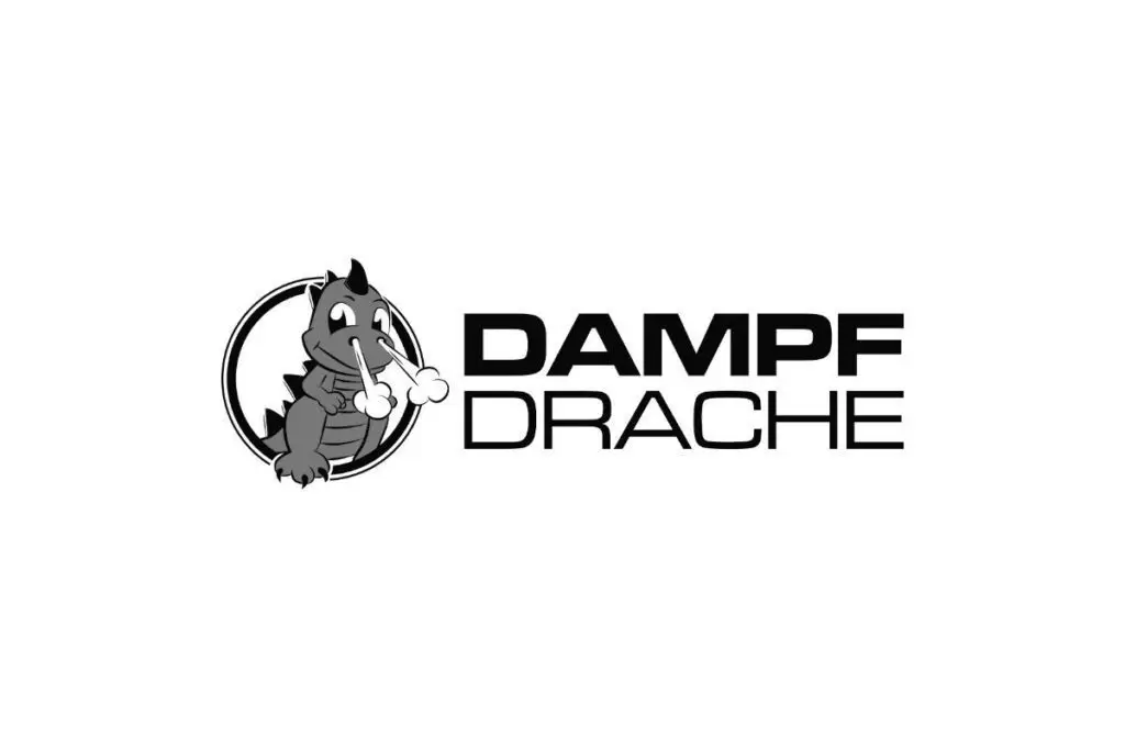 Dampfdrache Logo mit dampfendem Drachen