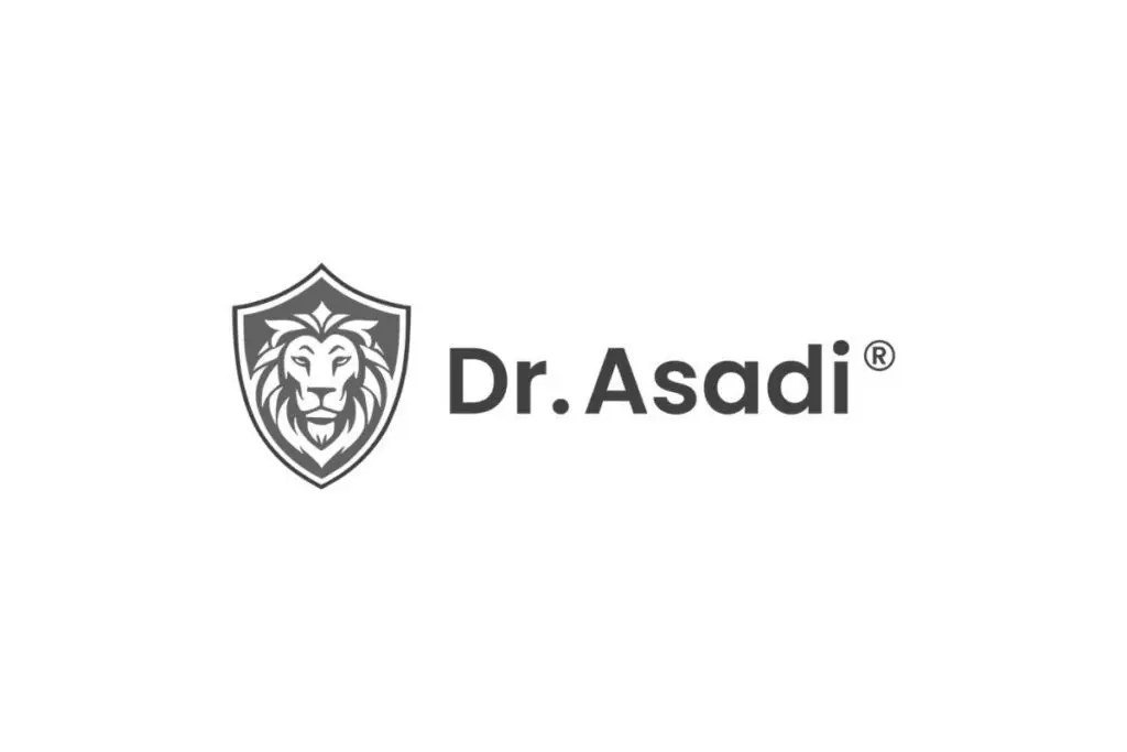 Dr. Asadi Logo mit Löwenemblem