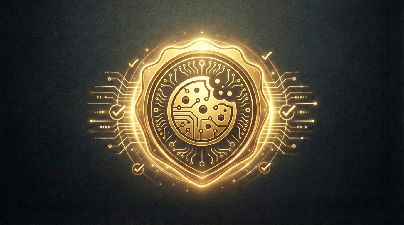 Goldenes digitales Datenschutzsymbol mit Schaltkreisdesign