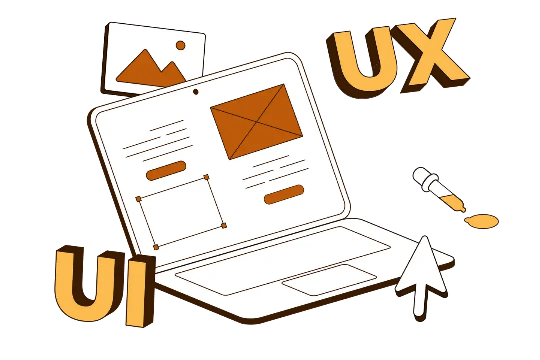 Laptop mit UI- und UX-Designillustration